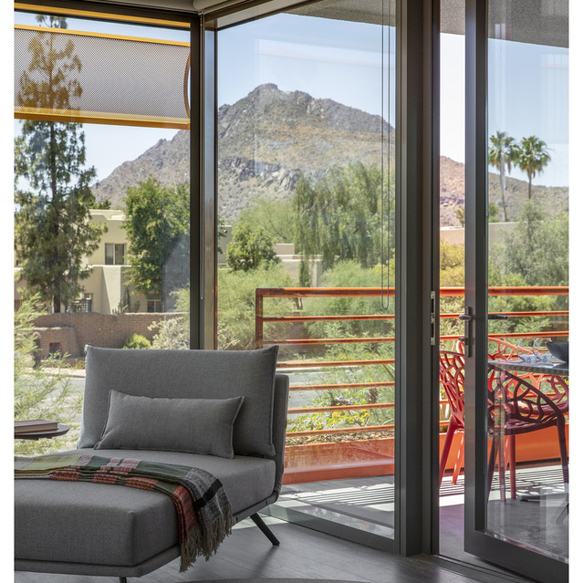 Optima Sonoran Village - Living Couch and View of the Patio